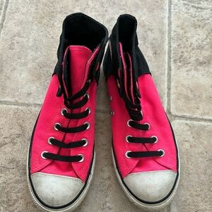 Converse Junior All-Star High Top Shoes Size 5 Chuck Taylor Pink & Black